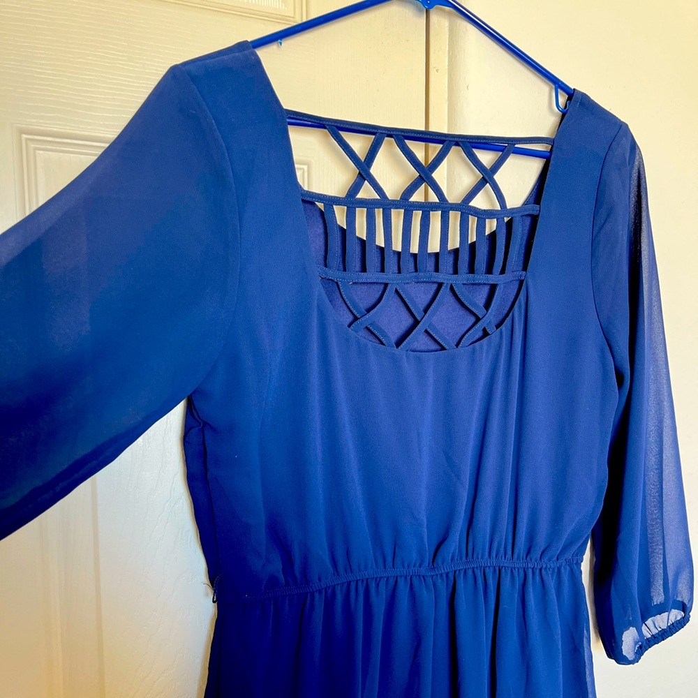 Navy blue chiffon dress